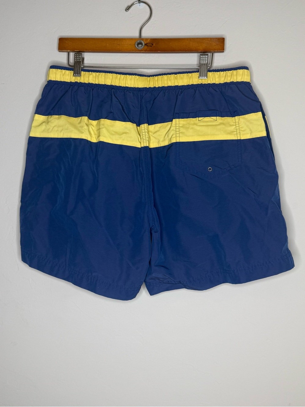 Vintage polo sport Ralph Lauren blue and yellow swim trunks mesh lining size XL